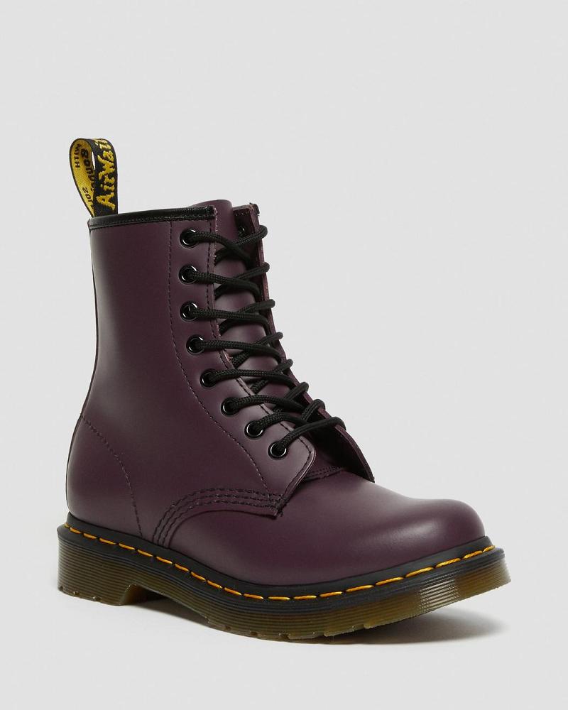 Purple Women\'s Dr Martens 1460 Smooth Leather Lace Up Boots | CA 204JPQ